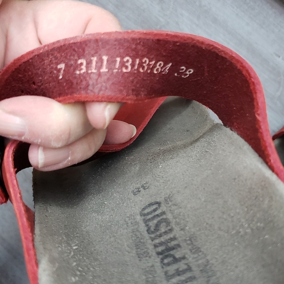 Mephisto Red Leather Footbed Sandals Women's Size 7-7½ (size 38) (sb205) - Picture 5 of 13